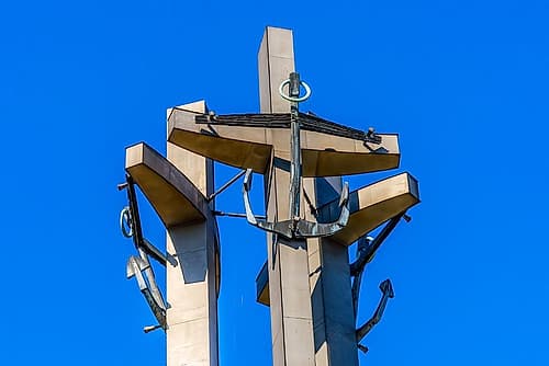Three Crosses Monument, Solidarity Square, Gdansk, Poland. Solidarity Strike led to Polish freedom. European Print